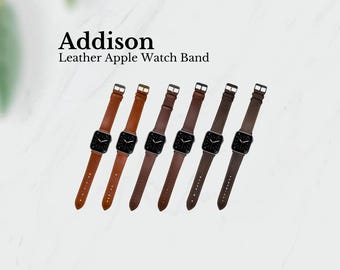 Pulseira de couro para Apple Watch 38 mm e 42 mm – Pulseira rústica de couro integral para SE e Series 3–7, presente para ele, acessório tecnológico da Geração Z | ADDISON