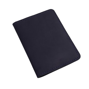 Pegai Navy Blue Personalized Leather Passport Cover w/ Blue Thread, Handmade Passport Wallet, Passport Case/Holder, Gift for Him/Her | Pike