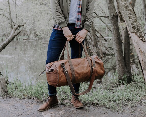 leather weekender duffel bag