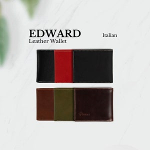 Pegai Italian Leather Wallet for Men, Handmade Slim Bifold Wallet, Minimalist Front Pocket Wallet, Mens Gift | Edward Italian