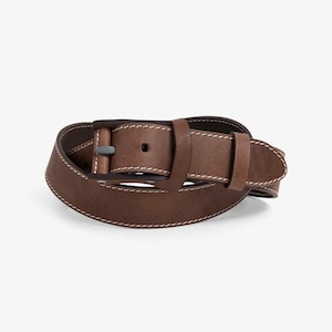 Personalized Leather Belt | Gift, Distressed Leather Belt for Men, Monogrammed Initials, Casual Belt | Boone | Mocha Brown