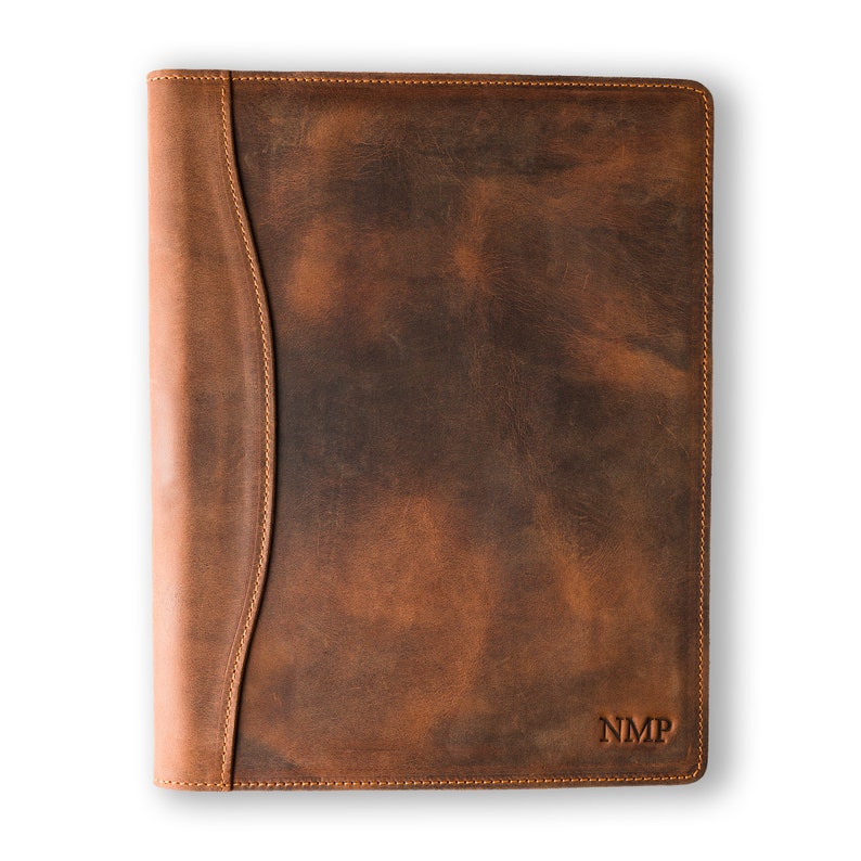 PERSONALIZED Leather Padfolio Monogrammed Distressed Leather Etsy