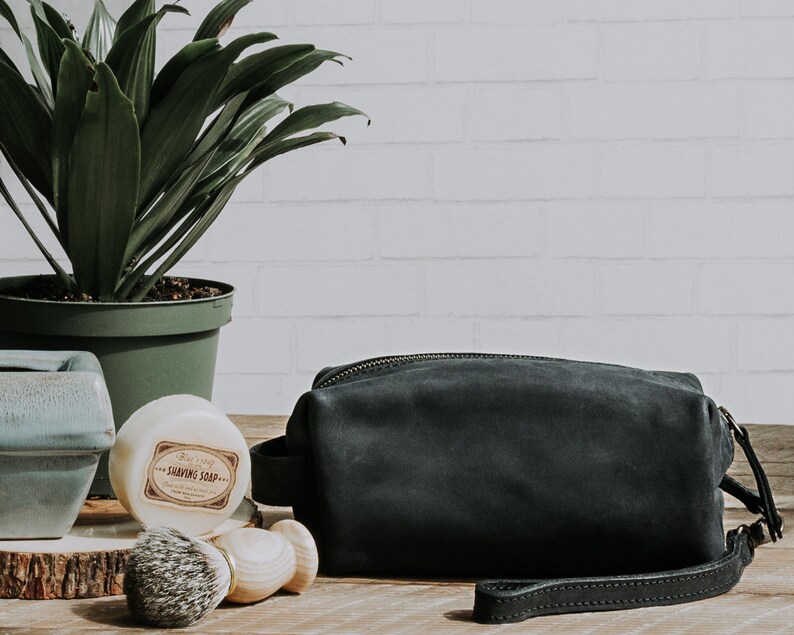 Personalized Dopp Kit Mens Leather Grooming Image 0