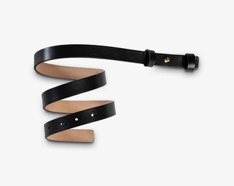 HANDMADE Women's Leather Belt, Fashion Leather Belt, Premium Waist Belt, Bridesmaid Gifts, Gifts for Her, Full Grain Belt | Pearl Black