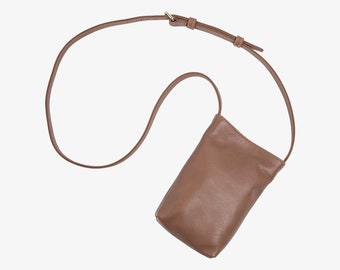 Pegai Leather Cellphone Crossbody Bag / Purse / Wallets, Phone Cases Pouch, Anniversary Gifts | Nest Maus Brown