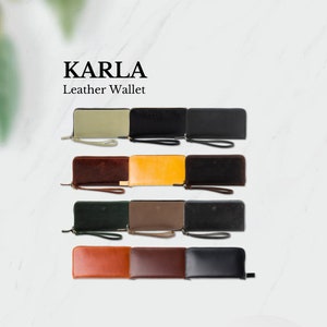 PEGAI Cartera de cuero grande: hecha a mano, duradera, elegante, se adapta a iPhone, 12 colores, pulsera, regalo perfecto para mujeres, Día de San Valentín / Karla