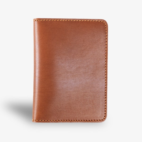 PEGAI PERSONALIZED Leather Passport Wallet, Wedding Favors & Gifts, Minimalist Passport Holder, Leather Passport Case | Pike Cognac Brown