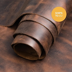 Pannello in pelle pull-up di qualità A e lato intero per hobbisti, artigiani o officine di lavorazione della pelle - Pelle di toro, pelle intera / Vien / Marrone antico