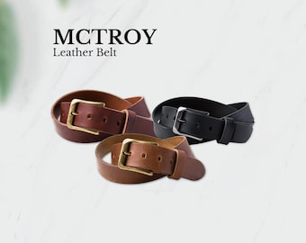 Pegai Black, Rustic, Saddle Brown Top Grain Men's Leather Belt, Western Belt, Handmade Minimalist Belt for Him, Gift for Boyfriend | McTroy