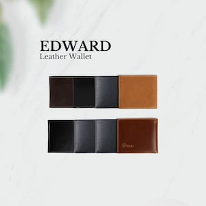 Pegai Leather Personalized Wallet for Men, Handmade Slim Wallet, Minimalist Front Pocket Wallet, Engraved Wallet, Gift for Him | Edward