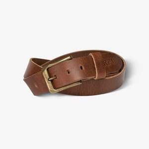 Leren herenriem | Gepersonaliseerde riem | Buffelleren riem voor heren | PEGAI-zadel bruin