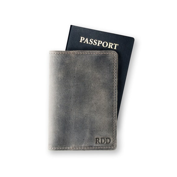 MONOGRAMMED Leather Travel Wallet Personalized Passport Cover 