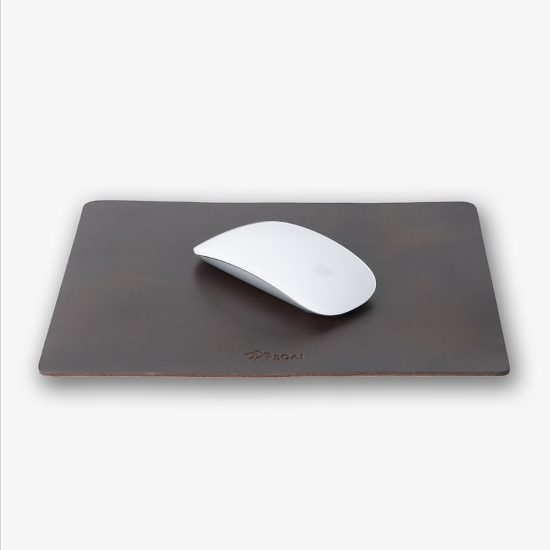 PERSONALIZED Leather Mouse Pad/ Custom Dark Brown Desk Mouse Pad/ Personalized Gift for Him Her/ Gifts for Gamers/ WES image 2