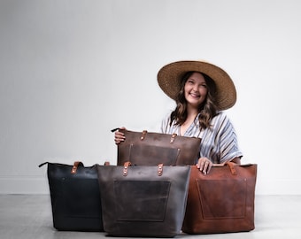 Bolso de mano de cuero hecho a mano en OFERTA, bolso con cremallera y bolsillo, bolso para computadora portátil, bolso de trabajo para estudiantes, bolso de hombro de cuero personalizado, Pegai LaSalle