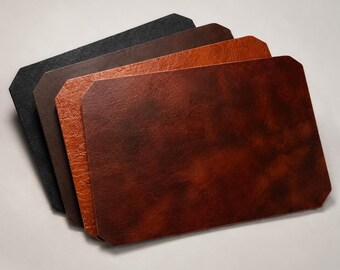 Leather Desk Mat Set, Buffalo Leather Mouse Pad & Coasters, Aesthetic Office Desk Decor