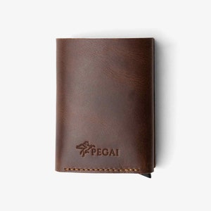 Leder Bruine driebladige heren portemonnee snelle kaarttoegang/Topnerf leer heren kleine kaarthouder/portemonnee met geldclip/cadeau voor hem Verjaardag | Mack