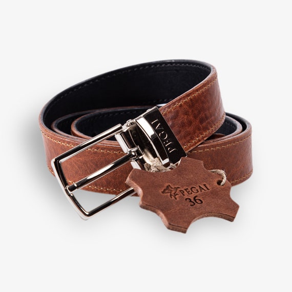 PEGAI Distressed Leather Belt for Men | Rustic Minimalist Handcrafted Leather Belt | Boone (50, Chestnut Brown)並行輸入 : PEGAI Distressed Leather Belt for Men | Full Grain