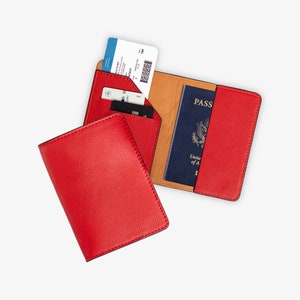 Pegai Personalized Red Leather Passport Holder, Custom Travel Wallet, Handmade Passport Cover/Case, Gift for Him/Her | Diplomat Smart