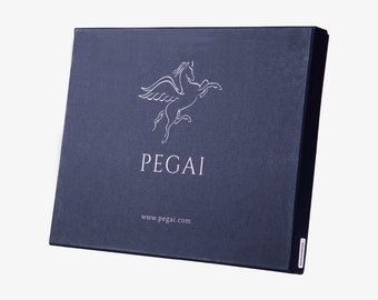 Eleganckie niebieskie pudełko upominkowe PEGAI na notesy Marshall i paski PEGAI