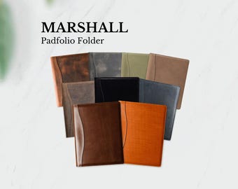 Custom Leather Padfolio - Personalized Legal Pad Holder, MBA Graduation Gift, Executive Business Folder, Genuine Leather | MARSHALL