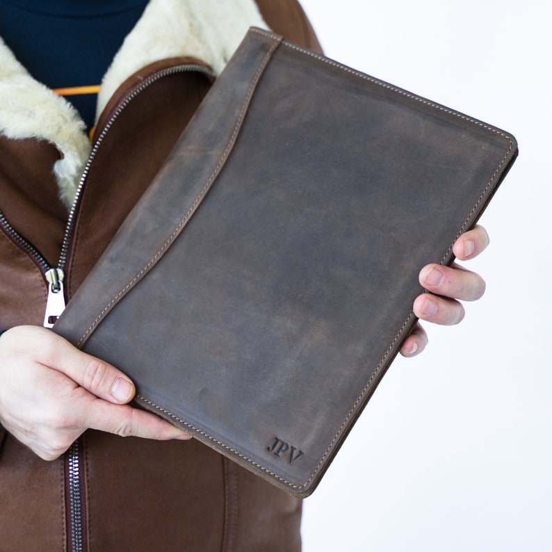 PERSONALIZED Leather Padfolio Monogrammed Distressed Leather Etsy
