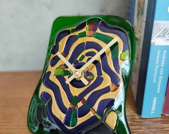 Stained Glass fused table top clock Recollection about Vienna