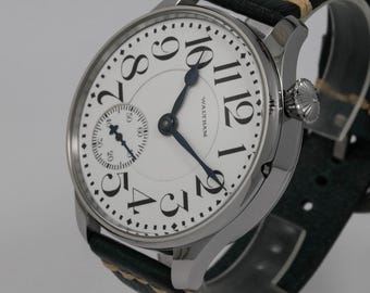 American Waltham marriage men's watch Mechanical Movement, Enamel Dial, Steel Case, Gift for Men's