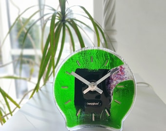 Reloj de mesa fusionado con decoración de vidrio artístico para el hogar Primavera