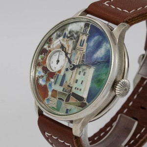 Watch with a Cloisonne enamel dial  with 1926 IWC movement Cal 77