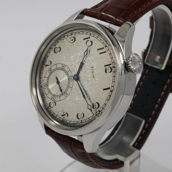 Elgin Uhr USA frühe 1900er Jahre Ehe Herrenuhr Mechanisches Uhrwerk, Metall-Zifferblatt, Stahlgehäuse, Geschenk für Herren