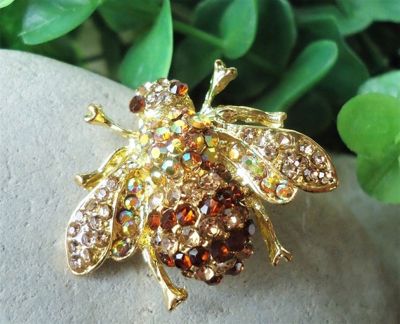 Dropship Honey Bee Brooch For Women Crystal Insect Themed Bee