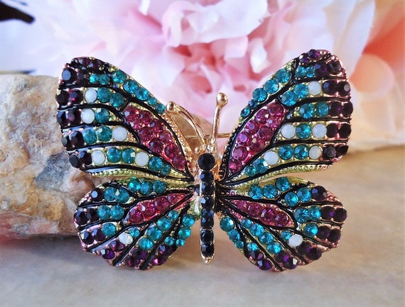 Crystal on sale butterfly brooch