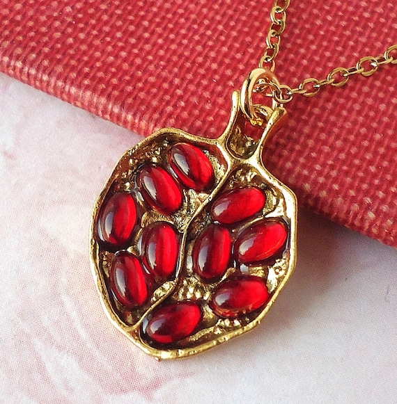 Buy Pomegranate Seed Pendant Chain Necklace: Gold Turkish