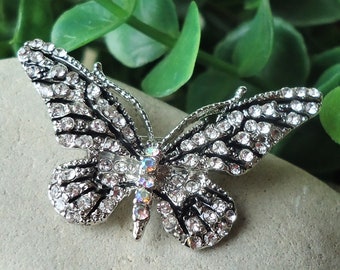 Vlinderbroche Pin Juwelen Kristal Strass Bruidsbruidsmeisje Insect Broche Dragonfly Bug Zilver Zwart Wit Vintage Cadeau Handgemaakt