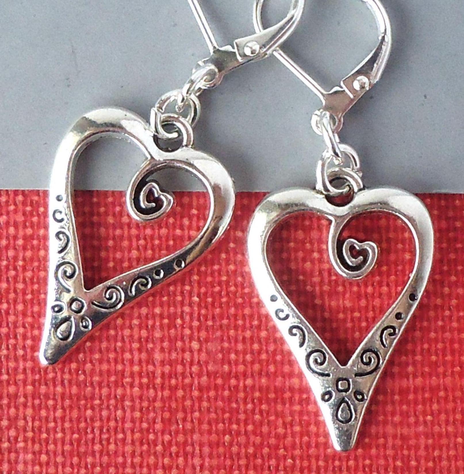 Silver Heart Earrings - Etsy