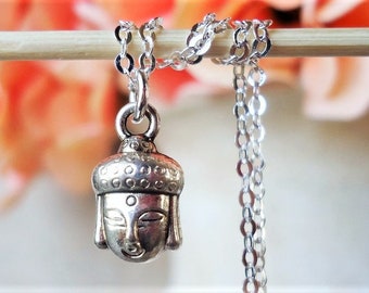 Small Buddha Pendant Chain Necklace, Spiritual Statement Jewelry, Gift, Handmade