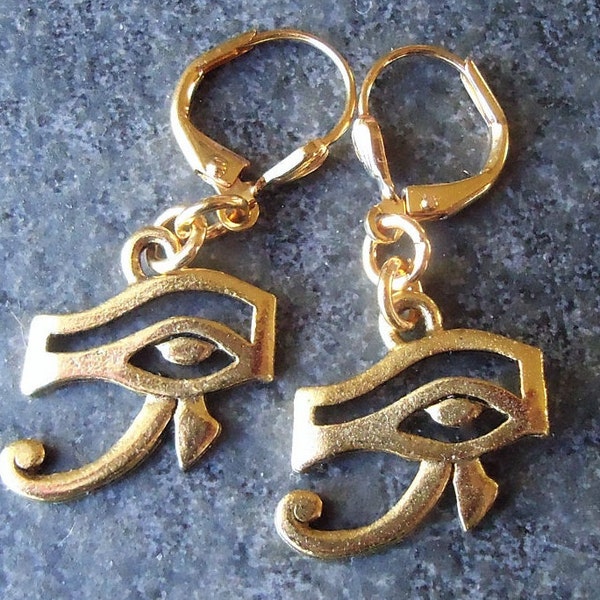 EGYPTIAN EYE PULL THROUGH EARRINGS - BLACK EYES - SILVER main image 0