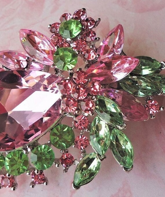 Pink and cheap green brooch