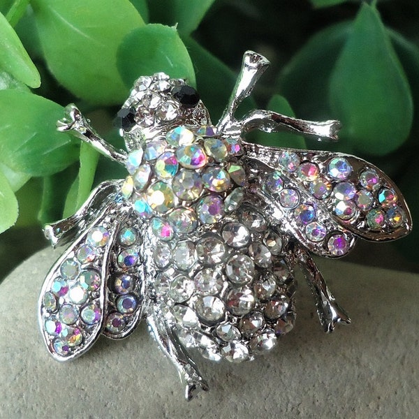 Honey Bee Brooch Pin Jeweled Crystal Rhinestone Bridal Bridesmaid Insect Brooch Dragonfly Bug Gold Butterfly Small Vintage Gift Handmade