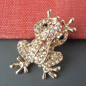 Frog Brooch Multi Colors Pin Jeweled Crystal Rhinestone Bridal Bridesmaid Insect Brooch Butterfly Bug Gold Butterfly Vintage Gift Handmade