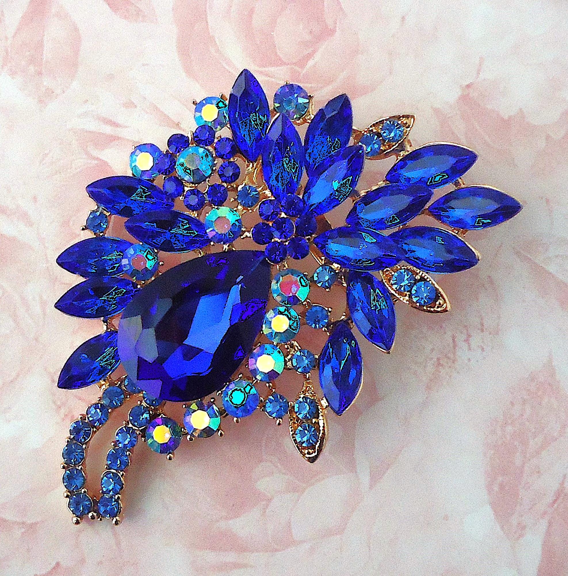 Fiore portaconfetti blu con rametto di strass - Mobilia Store