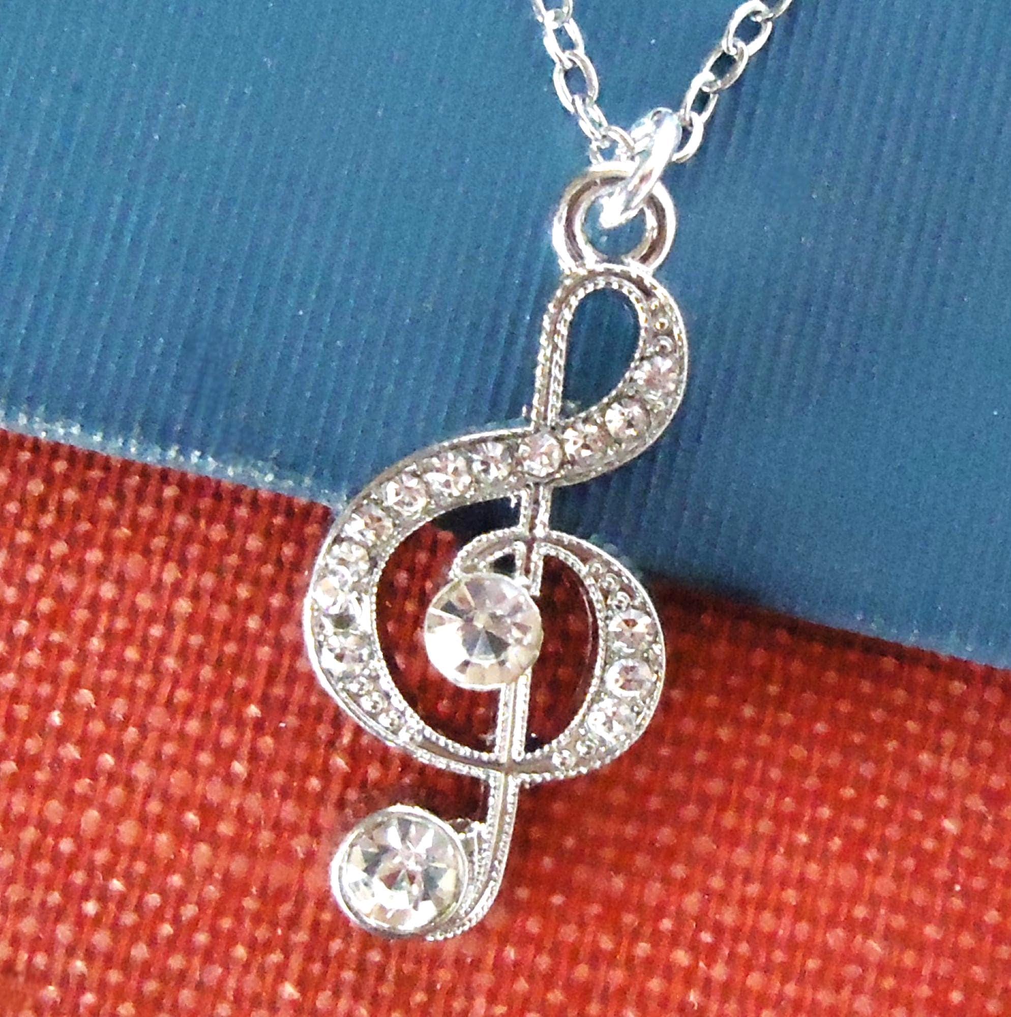 Ciondolo in Argento 925 con Chiave di Violino e spartito con note