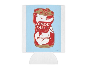Great Falls Select av Tom Dewar Krossad burk Illustration Burkkylare | Retro Pop Art Dryckes Koozie