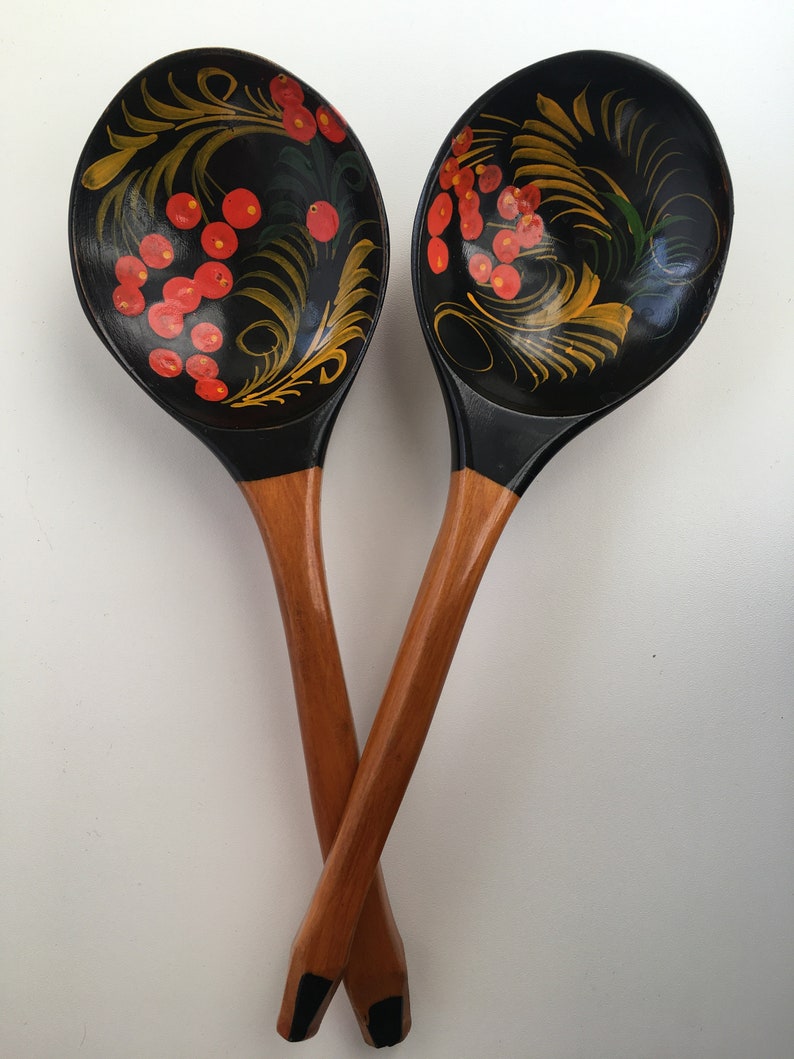Set of Vintage Wooden Spoons. Spoons of 1970s. Handmade Wooden Etsy