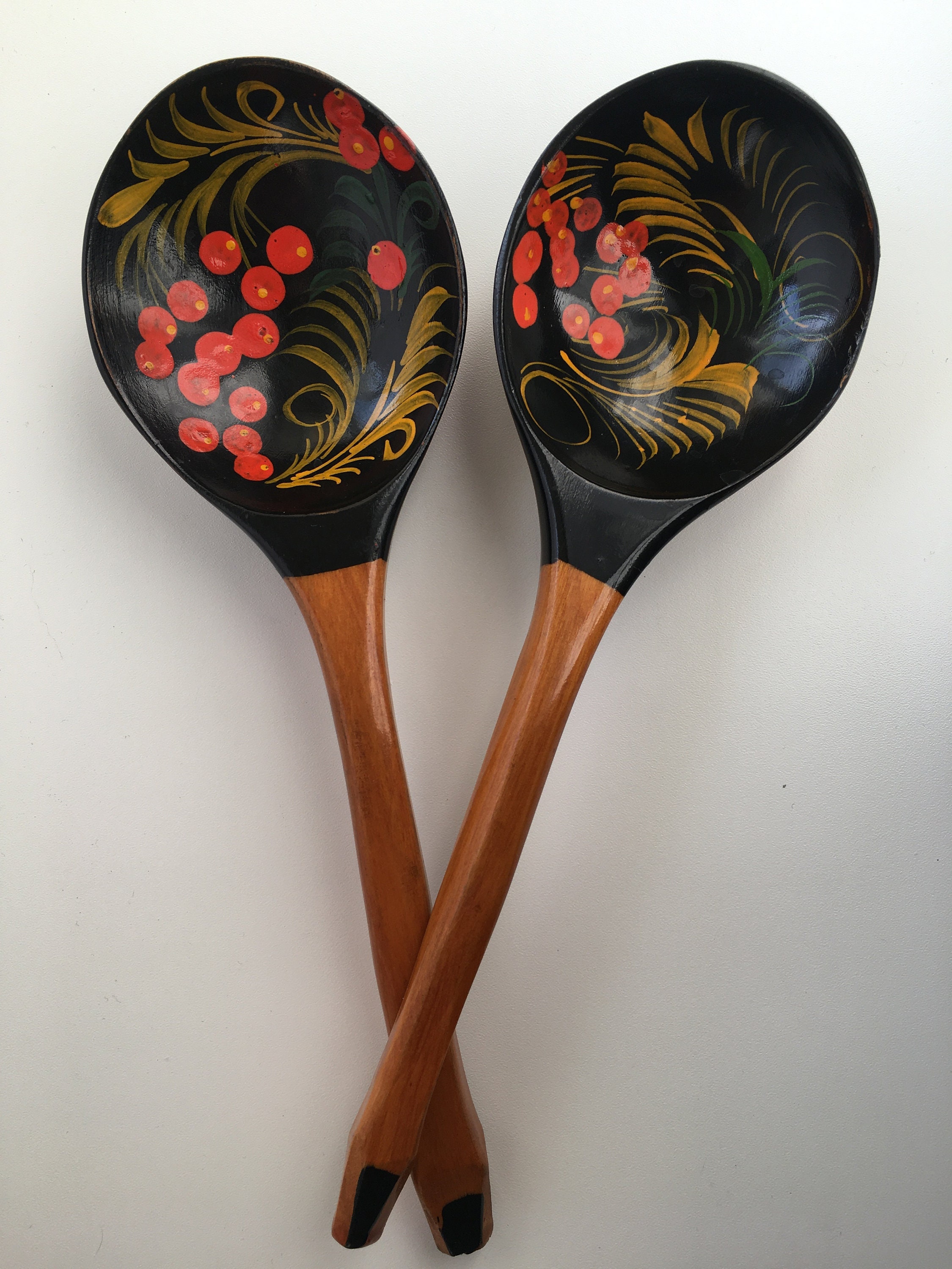 Set of vintage wooden spoons. Spoons of 1970s. Handmade wooden Etsy