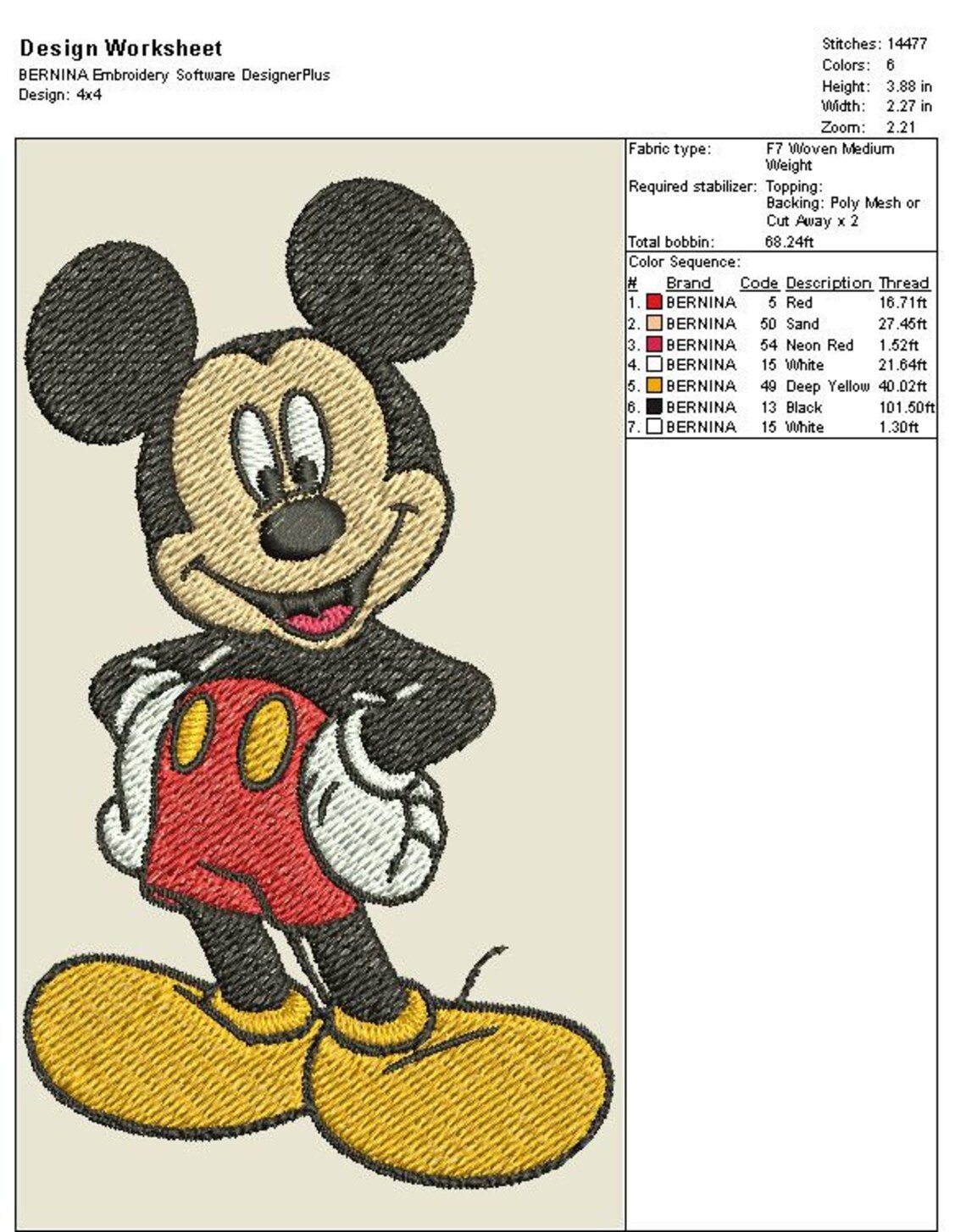 Mickey Mouse Embroidery Design Etsy