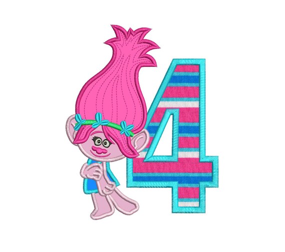 Coquelicot Troll 4eme Anniversaire Machine Applique Design 3 Etsy