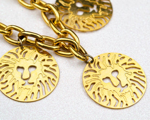 Vintage Anne Klein necklace Gold lion head neckla… - image 10