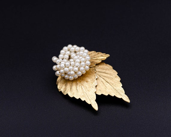3 leves brooch Coat brooch Pearl leaf brooch