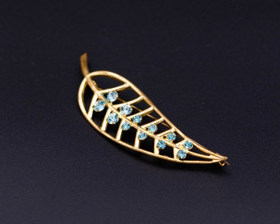 Feather brooch pin Blue topaz brooch December birt